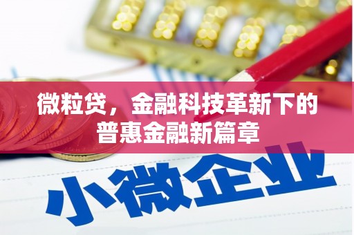 达孜微粒贷，金融科技革新下的普惠金融新篇章